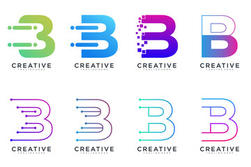 collection abstract letter B logo icon, design for business of luxury, elegant, simple