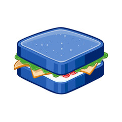 Creative Blue Bread Sandwich with Cheese, Lettuce, and Tomato Illustration