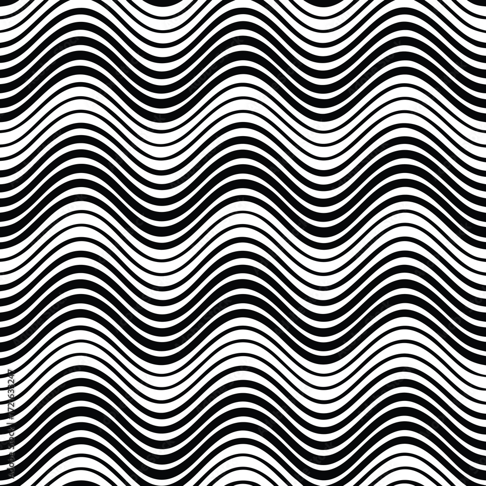 Poster seamless black and white wavy line pattern for backgrounds and textures wavy lines abstract