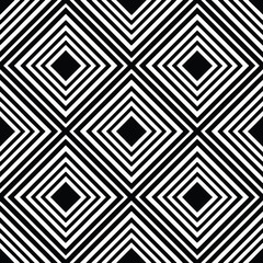Seamless Black and White Geometric Pattern of Nested Diamonds and Lines vector illustration