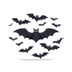 Fototapeta premium Dark silhouetted bats flying in a circular arrangement Halloween festive scene