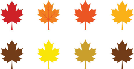 Colorful maple leaf icons in autumn style