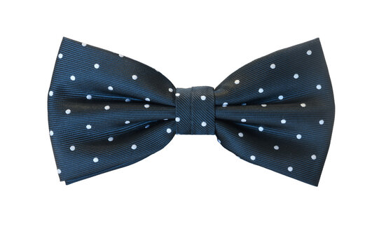 Classic black polka dot bow tie isolated on a white background.