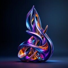 Entwined Glass Sculpture Showcasing Dynamic Colors and Fluidity Against a Dark Backdrop Creating a Modern Artistic Display