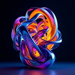 Luminous Abstract Sculpture Dynamic Interplay of Form and Color Artful Fusion of Warm and Cool Tones