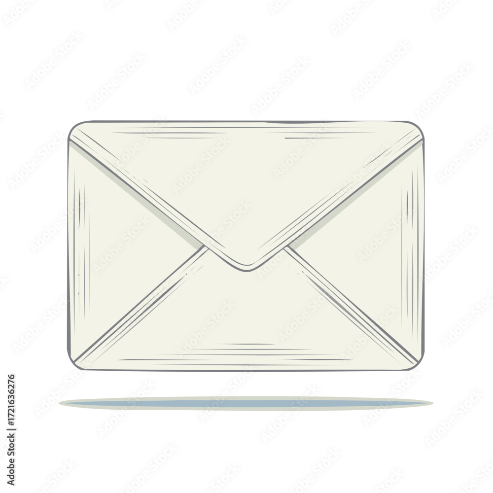 Poster hand drawn vector illustration of a closed mail envelope representing communication messages and cor