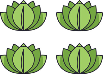 Four lotus flowers arranged in a square pattern
