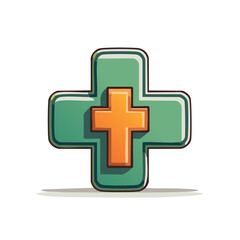 Obraz premium Green Cross with Orange Interior Symbolizing Medical Aid and Healthcare Services