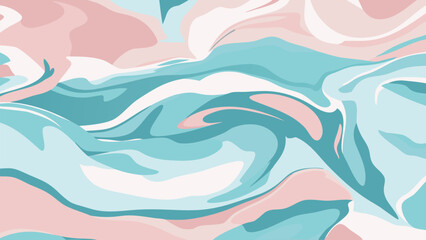 Swirling Abstract Pattern of Pastel Pink and Teal Colors flowing organic