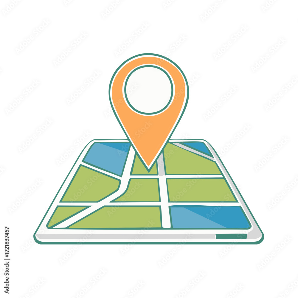 Aufkleber modern vector illustration of a map with a location pointer on a white background