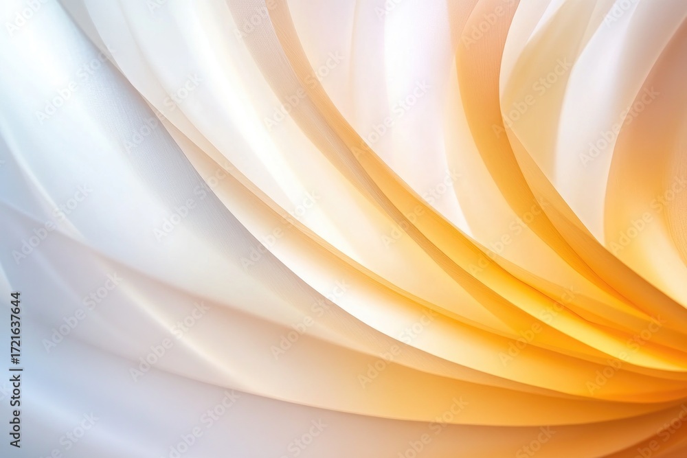 Poster abstract flowing white and orange fabric waves creating soft elegant textures