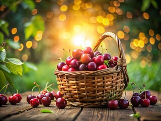 Rustic Cherry Picking Basket Bokeh -  A Story in Every Berry