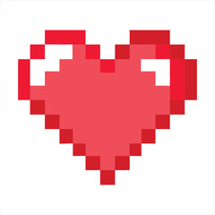 Pixelated Deep Creamy Red Heart Icon&mdash;Use in Retro Gaming, Digital Media, Print Projects, and Creative Graphics