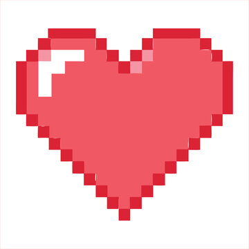 Charming Pixel Art Heart Icon&mdash;Use in Retro Gaming Designs, Romantic Digital Art, and Creative Projects