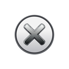 Obraz premium Close button with a gray X inside a white circle with a black border design