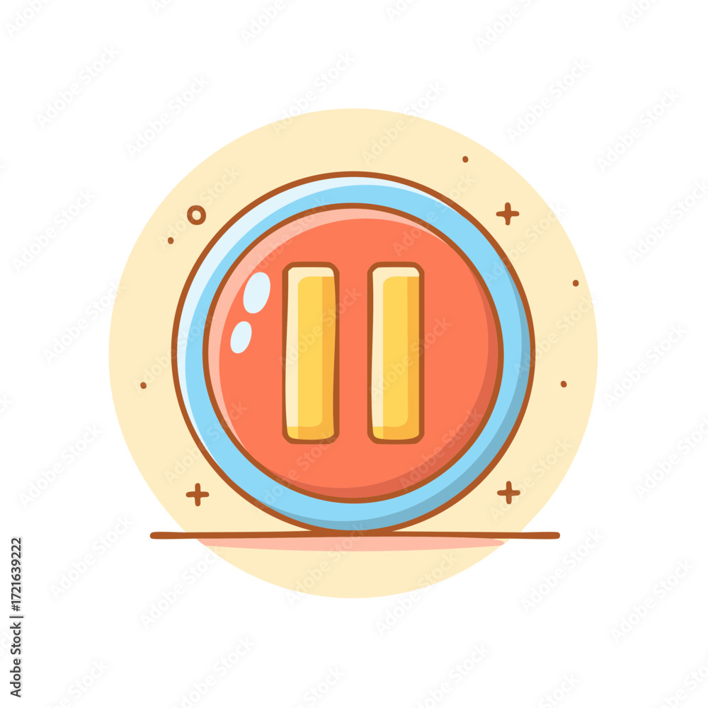 Aufkleber cartoon pause button graphic in circular design for playback control
