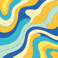 Vibrant Abstract Swirls of Blue, Yellow, and Cream wavy flowing