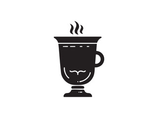 Black Coffee Cup Icon – Steaming Hot Mug Vector