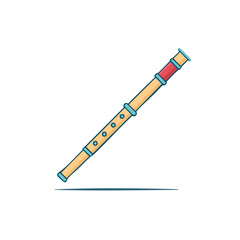 Fototapeta premium Cartoon illustration of a simple wooden flute musical instrument