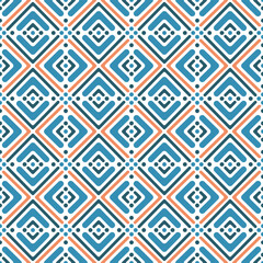 Modern Geometric Rhombus Abstract Seamless Pattern Background Design in Blue Orange