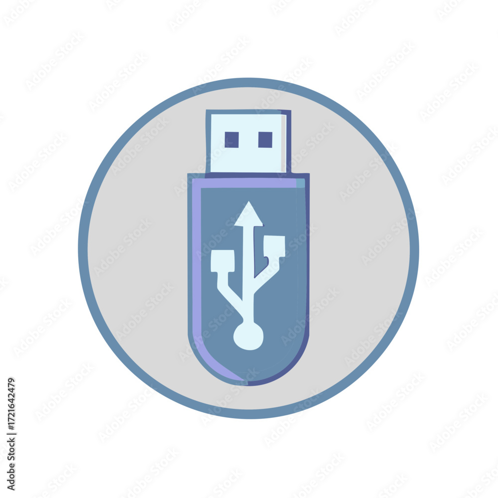 Poster usb flash drive vector icon. digital data storage illustration in a circle.