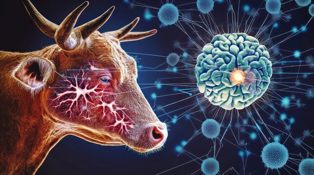 Bovine Spongiform Encephalopathy:  A Visual Depiction of Mad Cow Disease's Impact on the Nervous System and Brain