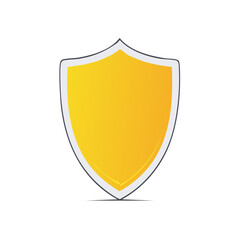 Yellow Shield Icon with Shadow on White Background Illustration