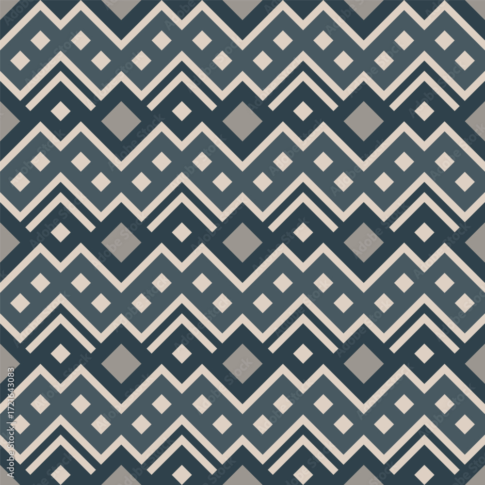Poster geometric style abstract pattern design with square and zigzag repetition