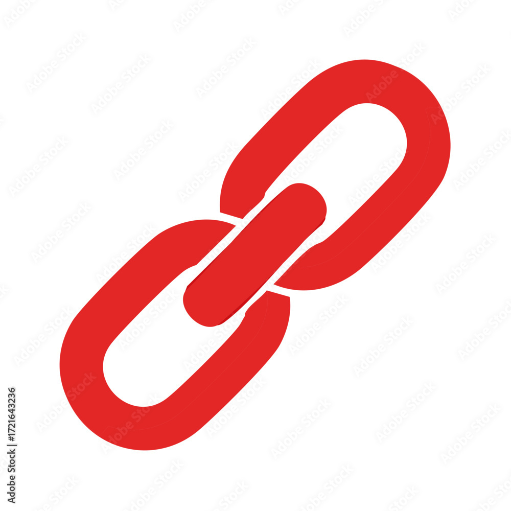Poster simple red chain link icon symbolizing connection and partnership