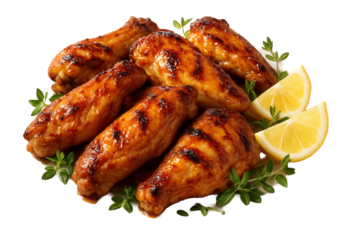Plate of grilled chicken wings.