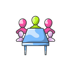 Meeting Table Icon, Conference Discussion Team Line Art