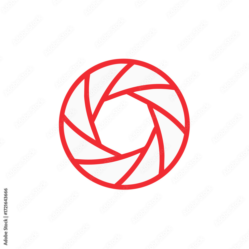 Poster vibrant red camera lens aperture shutter icon vector graphic design element