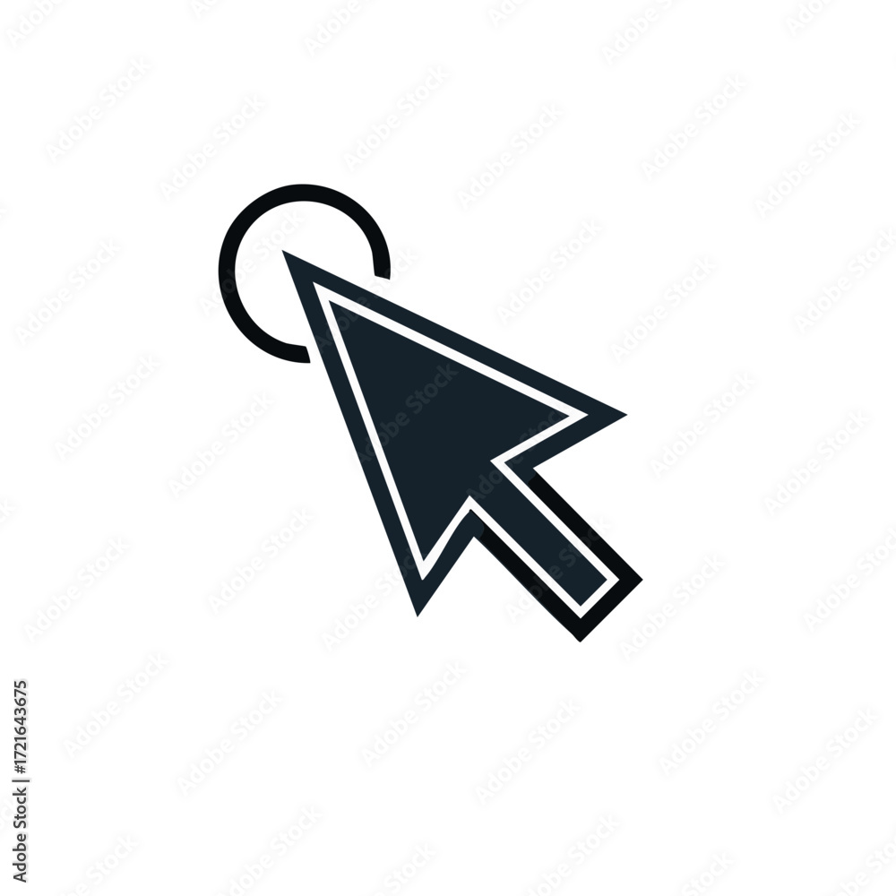 Poster Computer mouse pointer arrow clicking on a circular selection point vector icon