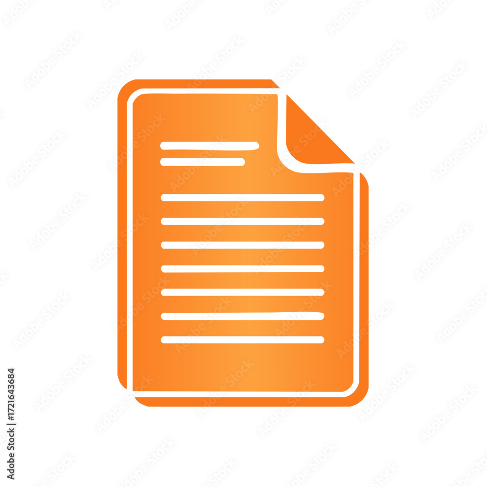 Poster orange gradient document icon with folded corner and text lines