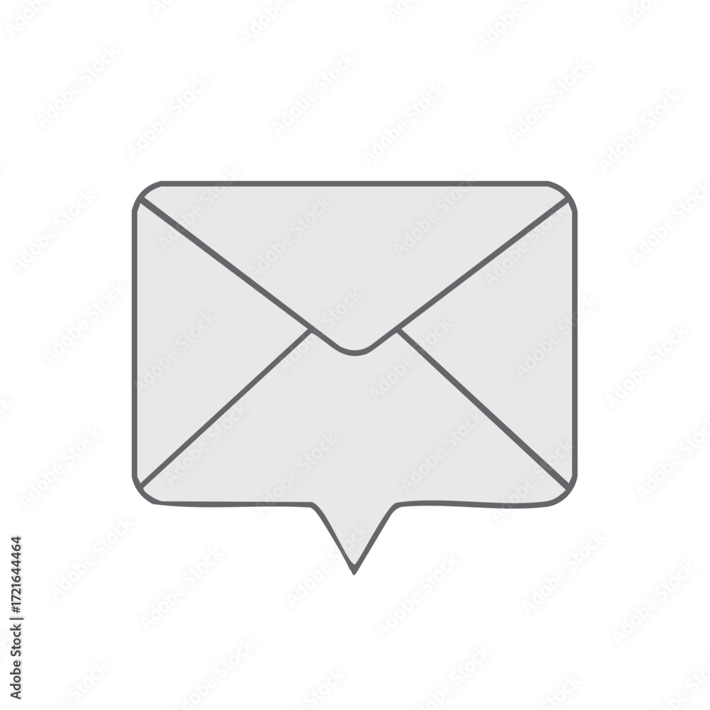 Poster simple gray envelope message notification icon for digital communication and mail