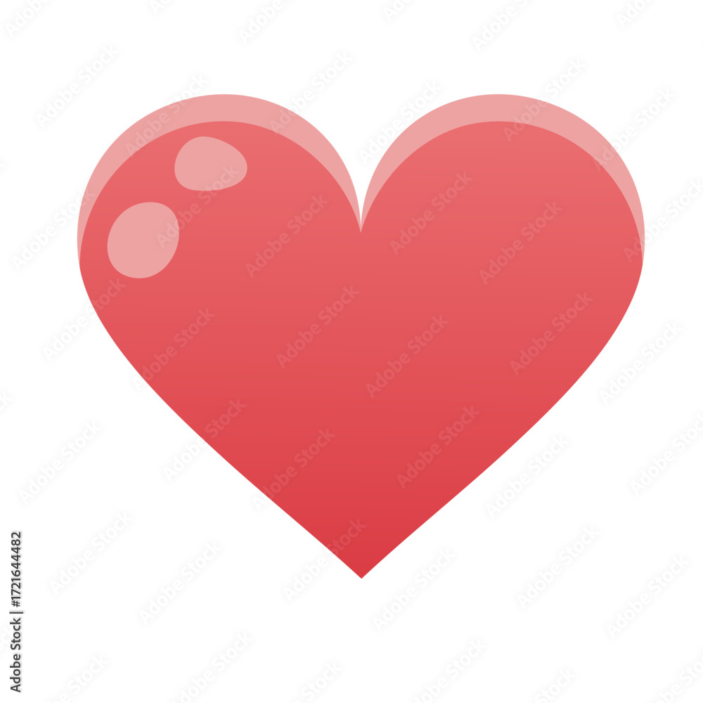 Poster glossy red heart shape with highlights and gradient