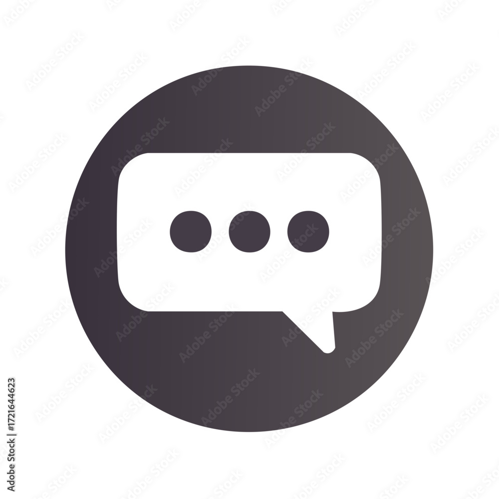 Poster minimalist chat bubble icon with ellipsis symbol for communication and messaging