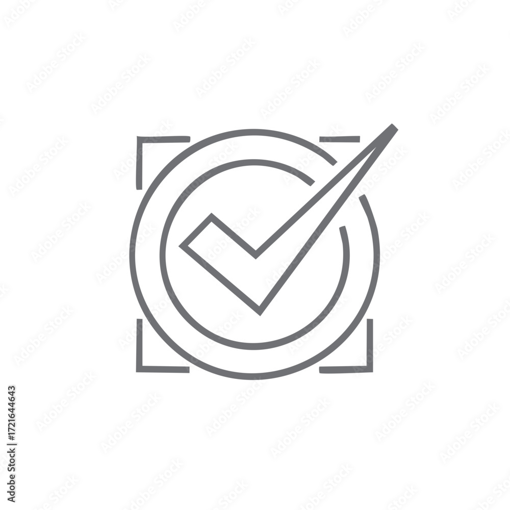 Poster check mark with circle and square icon approval status sign symbol pictogram
