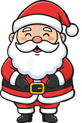 Cute cartoon Santa Claus face, happy smiling portrait illustration.