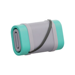 Rolled Up Turquoise And Gray Sleeping Mat