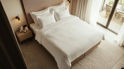 White bedding hotel room