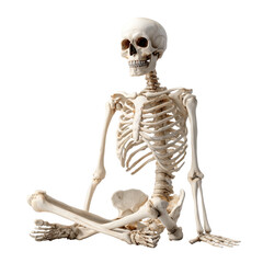 A detailed representation of a human skeleton sits gracefully, showcasing the intricate framework that supports the human body