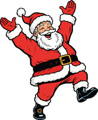Joyful Santa Claus Celebrating with Arms Raised