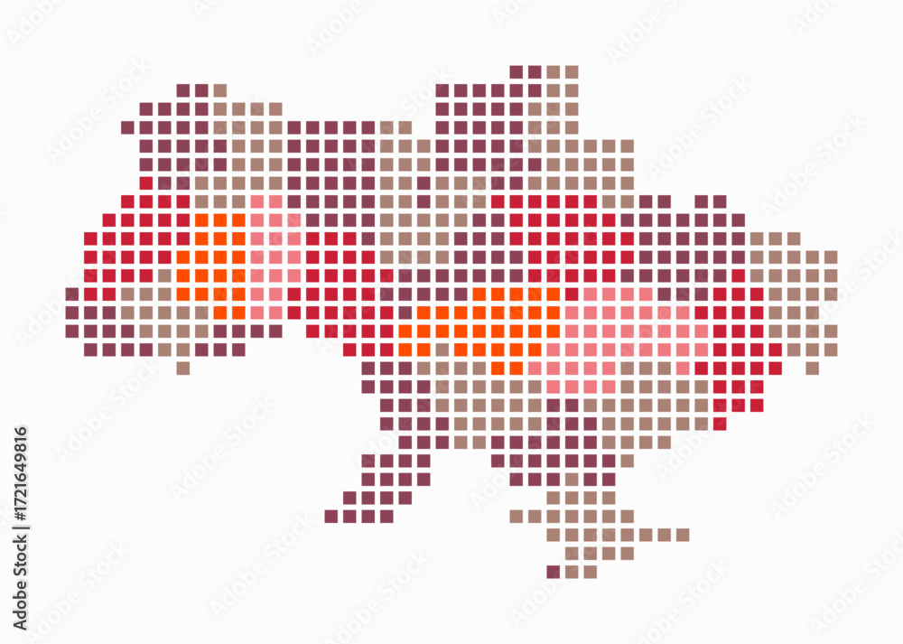 Poster ukraine dotted map. digital style map of the country on white background. ukraine shape with square 