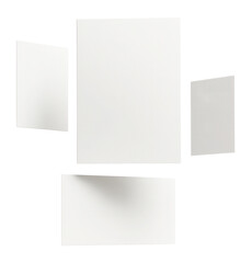 Minimalist arrangement of blank paper cards.