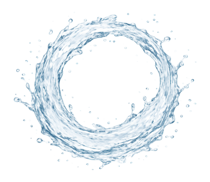 Fresh water splash in a round swirl shape.