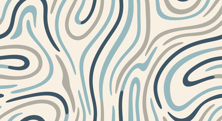 Abstract pattern of swirling lines in neutral and blue tones.