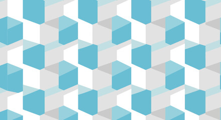 Obraz premium Geometric pattern of blue and white cubes with shadows.