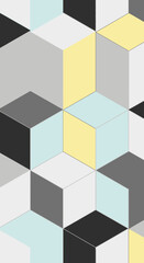 Obraz premium Geometric cubes pattern with pastel and gray colors.