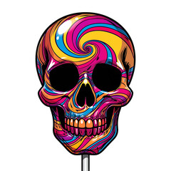 Psychedelic Swirl Skull Lollipop